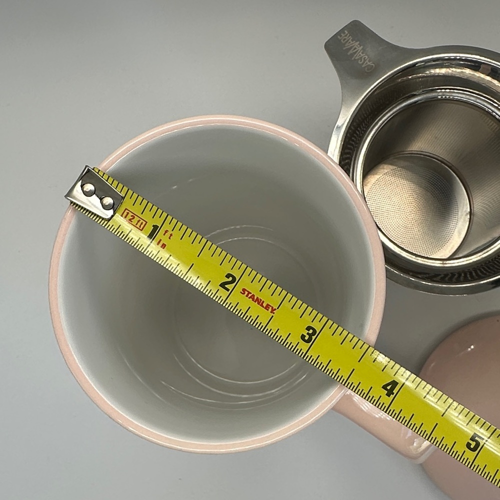 🩷 Pink Ceramic Mug Set with Stainless Steel Tea Infuser and Matching Lid (S) - Picture 6 of 15